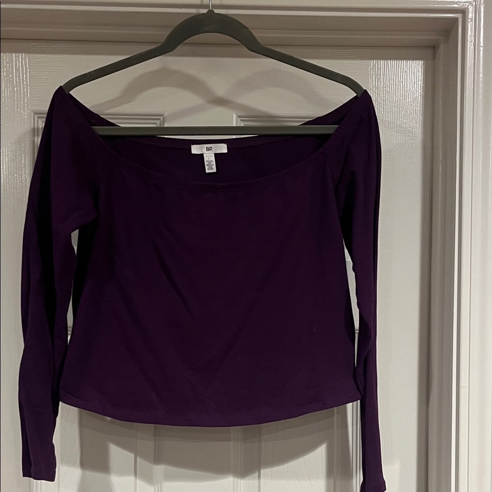 bp Off-Shoulder Long Sleeve Top in Dark Purple